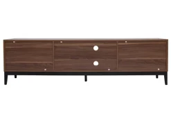 Miliboo Meuble Tv Design-Meuble TV vintage finition bois foncé noyer et métal noir avec rangements L180 cm SARTO