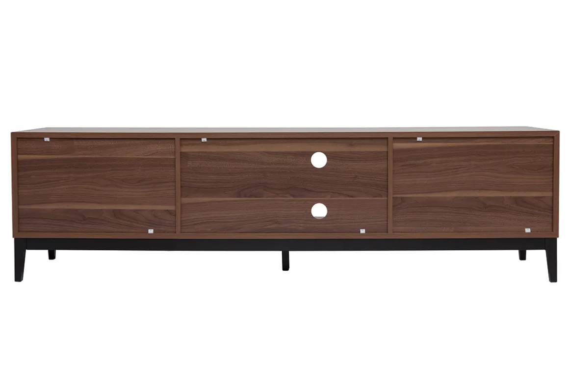 Miliboo Meuble Tv Design-Meuble TV vintage finition bois foncé noyer et métal noir avec rangements L180 cm SARTO