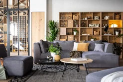 Miliboo Canapé Design|Canapé D'angle-Module d'angle gauche pour canapé en tissu beige naturel PLURIEL