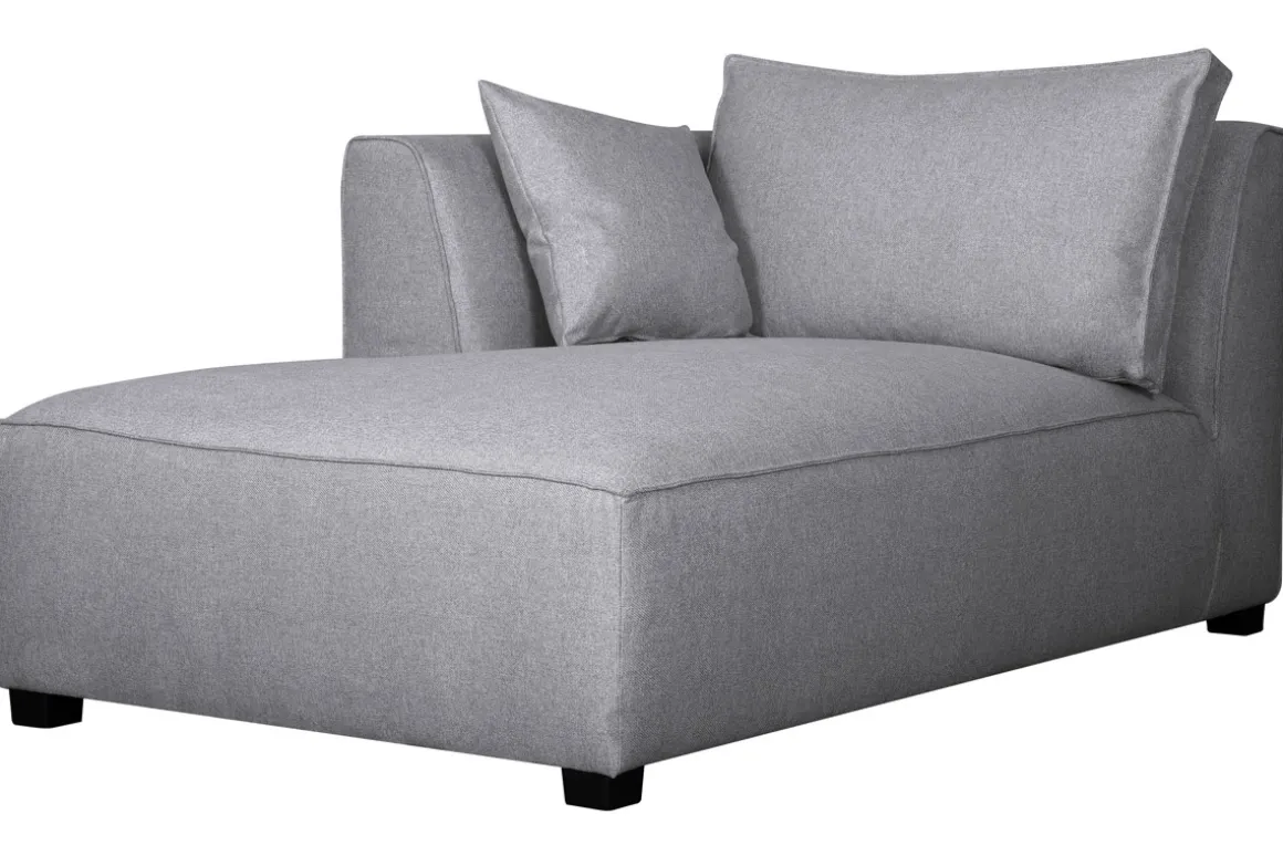 Miliboo Canapé D'angle|Voir Tous Les Canapés-Méridienne angle gauche en tissu gris clair PLURIEL
