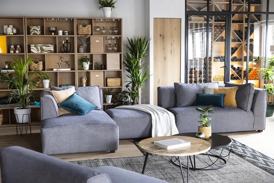 Miliboo Canapé D'angle|Voir Tous Les Canapés-Méridienne angle gauche en tissu gris clair PLURIEL