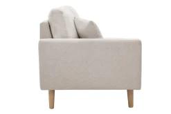 Miliboo Canapé Design|Voir Tous Les Canapés-Méridienne scandinave en tissu effet velours texturé beige et bois clair BERTILLE