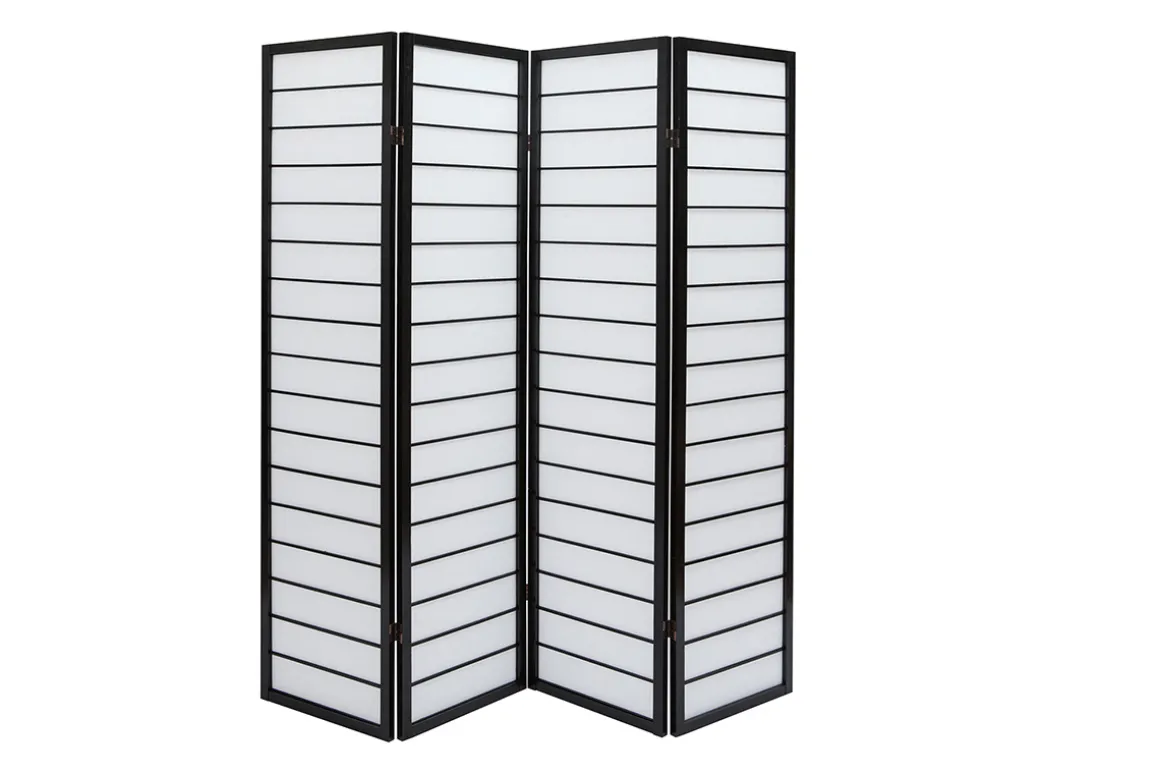 Miliboo Paravent-Paravent japonais en bois noir et papier de riz L177 cm GIBON