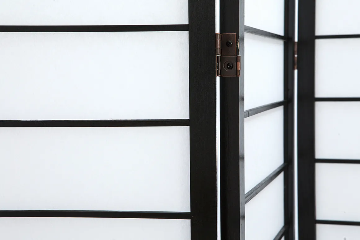 Miliboo Paravent-Paravent japonais en bois noir et papier de riz L177 cm GIBON