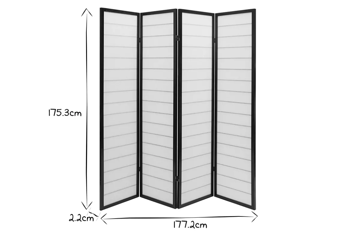 Miliboo Paravent-Paravent japonais en bois noir et papier de riz L177 cm GIBON