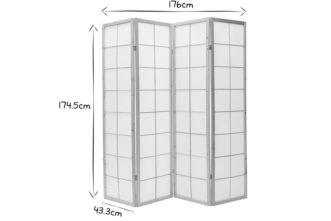 Miliboo Paravent-Paravent japonais en bois et papier de riz L176 cm IKUYO
