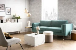 Miliboo Pouf|Pouf-Pouf design bicolore en tissu velours blanc crème et taupe D40 cm DAISY