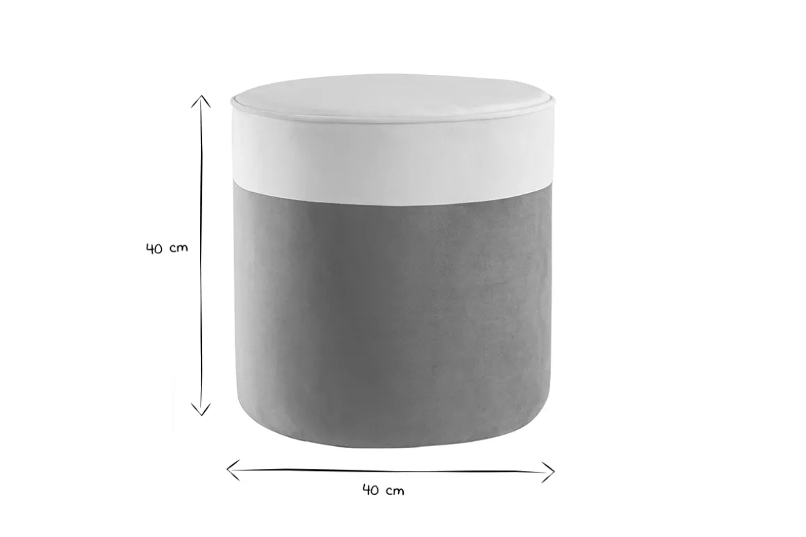 Miliboo Pouf|Pouf-Pouf design bicolore en tissu velours blanc crème et taupe D40 cm DAISY