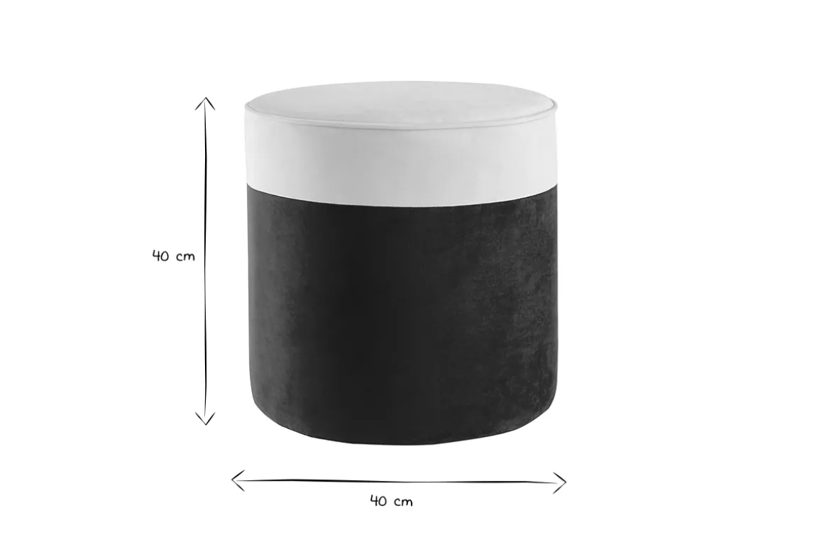 Miliboo Pouf|Pouf-Pouf design bicolore en tissu velours blanc crème et bleu paon D40 cm DAISY