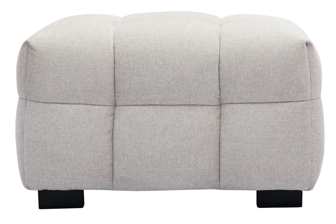 Miliboo Pouf|Pouf-Pouf repose-pieds design en tissu effet velours texturé beige CORTO