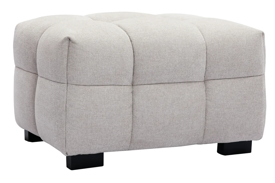 Miliboo Pouf|Pouf-Pouf repose-pieds design en tissu effet velours texturé beige CORTO