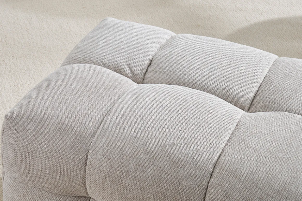 Miliboo Pouf|Pouf-Pouf repose-pieds design en tissu effet velours texturé beige CORTO