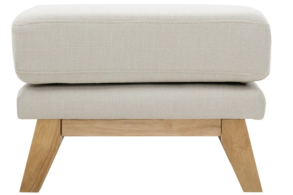 Miliboo Pouf|Pouf-Pouf repose-pieds déhoussable scandinave en tissu beige et bois clair OSLO