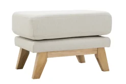 Miliboo Pouf|Pouf-Pouf repose-pieds déhoussable scandinave en tissu beige et bois clair OSLO