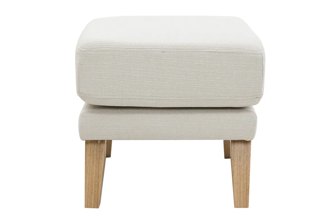 Miliboo Pouf|Pouf-Pouf repose-pieds déhoussable scandinave en tissu beige et bois clair OSLO