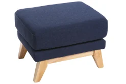 Miliboo Pouf|Pouf-Pouf repose-pieds déhoussable scandinave en tissu bleu foncé et bois clair OSLO