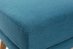 Miliboo Pouf|Pouf-Pouf repose-pieds déhoussable scandinave en tissu bleu canard et bois clair OSLO