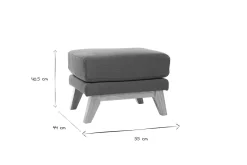 Miliboo Pouf|Pouf-Pouf repose-pieds déhoussable scandinave en tissu bleu canard et bois clair OSLO