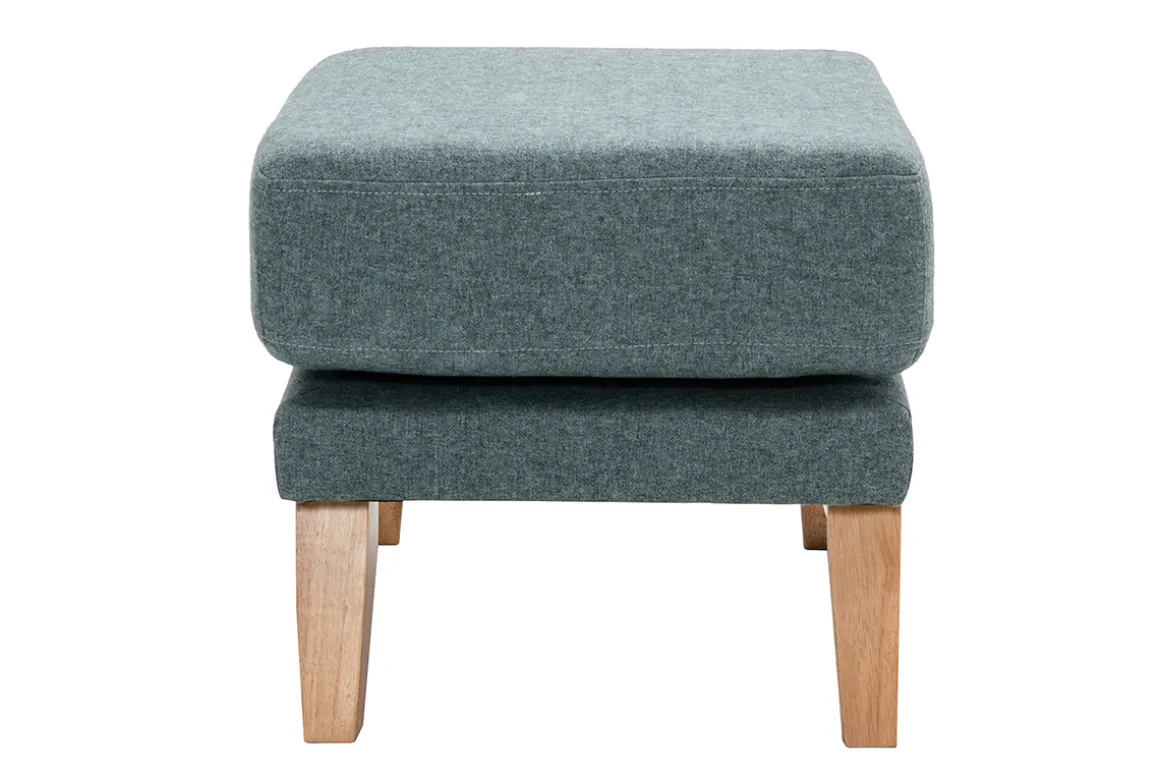 Miliboo Pouf|Pouf-Pouf repose-pieds déhoussable scandinave en tissu vert de gris et bois clair OSLO
