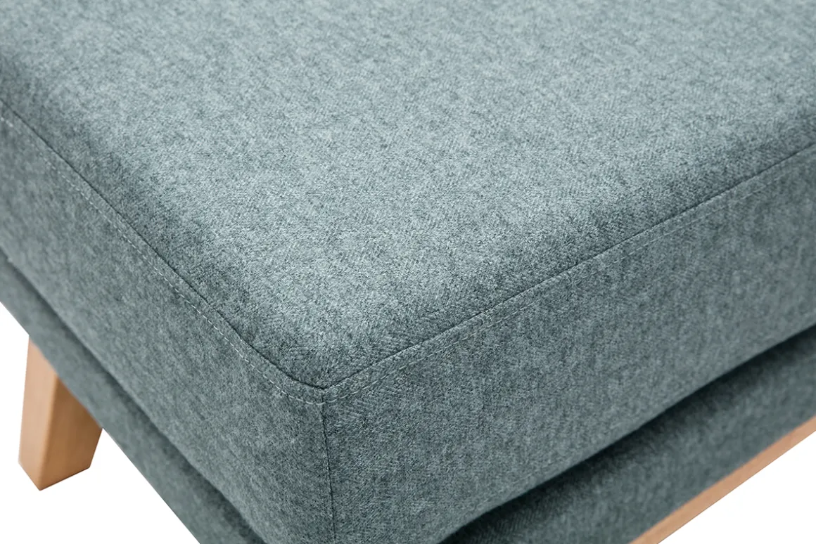 Miliboo Pouf|Pouf-Pouf repose-pieds déhoussable scandinave en tissu vert de gris et bois clair OSLO