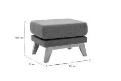 Miliboo Pouf|Pouf-Pouf repose-pieds déhoussable scandinave en tissu vert de gris et bois clair OSLO