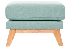 Miliboo Pouf|Pouf-Pouf repose-pieds déhoussable scandinave en tissu vert lagon et bois clair OSLO