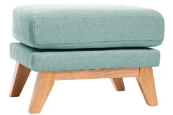 Miliboo Pouf|Pouf-Pouf repose-pieds déhoussable scandinave en tissu vert lagon et bois clair OSLO