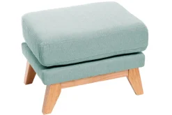 Miliboo Pouf|Pouf-Pouf repose-pieds déhoussable scandinave en tissu vert lagon et bois clair OSLO