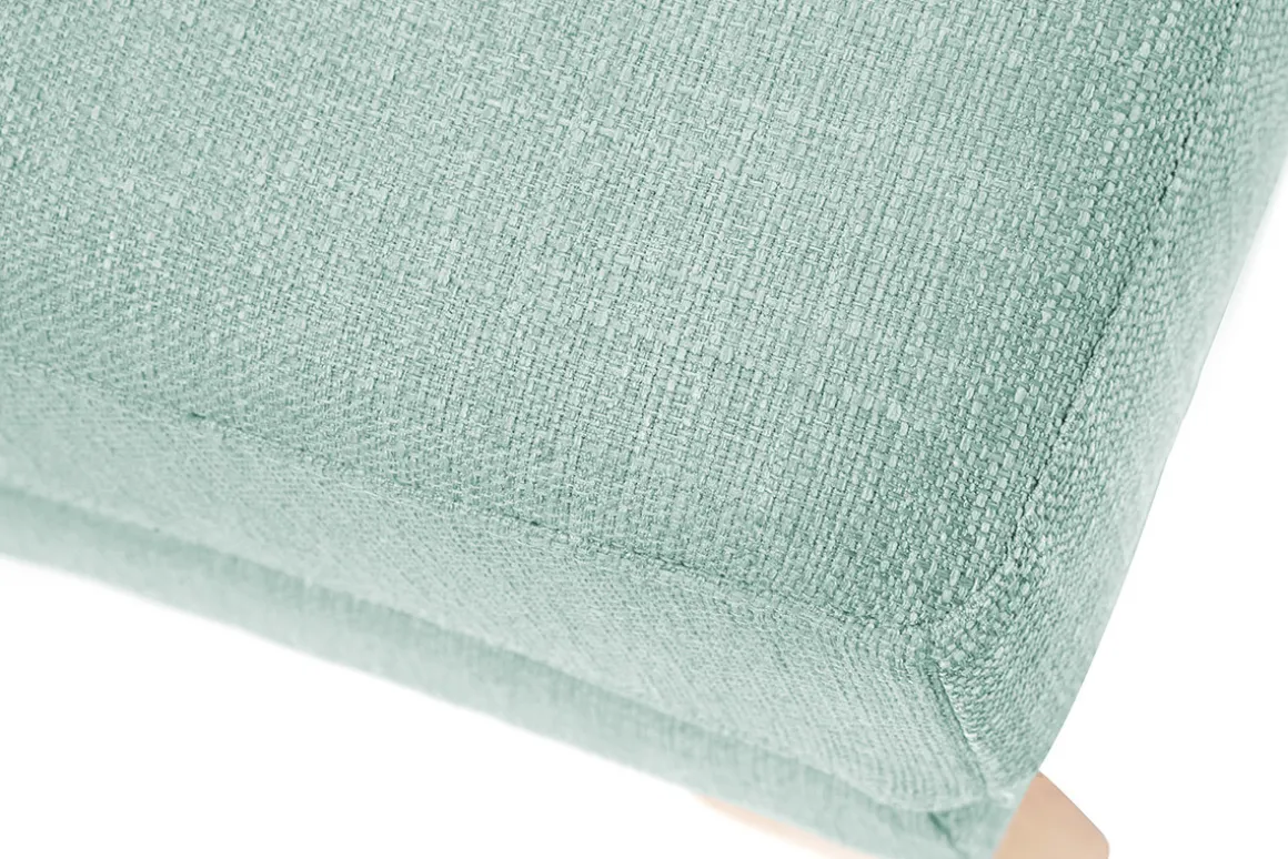 Miliboo Pouf|Pouf-Pouf repose-pieds déhoussable scandinave en tissu vert lagon et bois clair OSLO