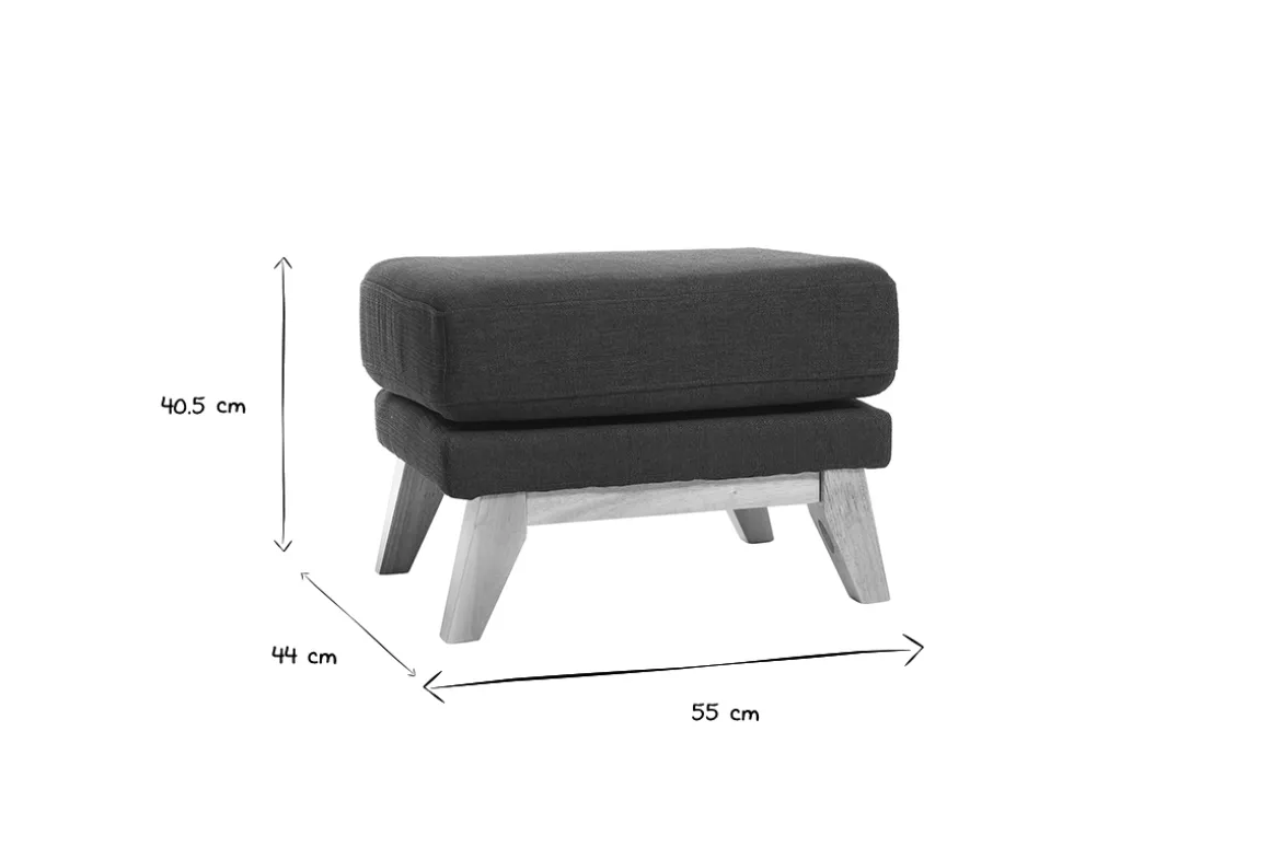 Miliboo Pouf|Pouf-Pouf repose-pieds déhoussable scandinave en tissu effet velours jaune moutarde et bois clair OSLO