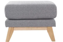 Miliboo Pouf|Pouf-Pouf repose-pieds déhoussable scandinave en tissu gris clair et bois clair OSLO
