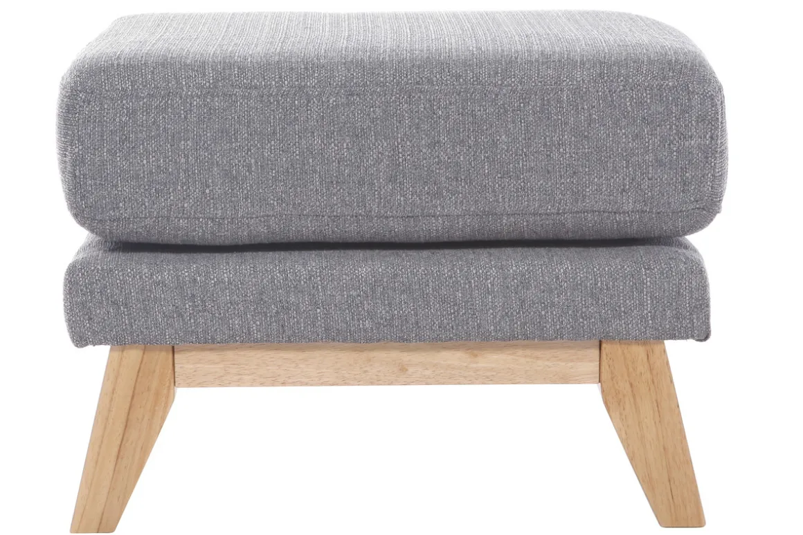 Miliboo Pouf|Pouf-Pouf repose-pieds déhoussable scandinave en tissu gris clair et bois clair OSLO