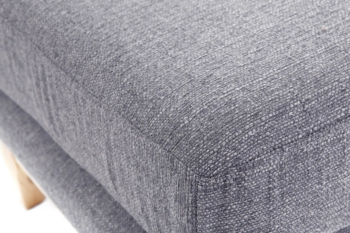 Miliboo Pouf|Pouf-Pouf repose-pieds déhoussable scandinave en tissu gris clair et bois clair OSLO