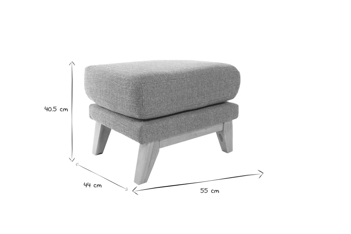 Miliboo Pouf|Pouf-Pouf repose-pieds déhoussable scandinave en tissu gris clair et bois clair OSLO