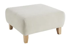 Miliboo Pouf|Pouf-Pouf repose-pieds en tissu effet velours texturé beige et bois clair massif L75 cm ODEON