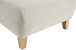 Miliboo Pouf|Pouf-Pouf repose-pieds en tissu effet velours texturé beige et bois clair massif L75 cm ODEON