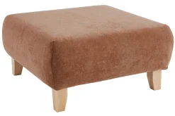 Miliboo Pouf|Pouf-Pouf repose-pieds en tissu effet velours texturé terracotta et bois clair massif L75 cm ODEON