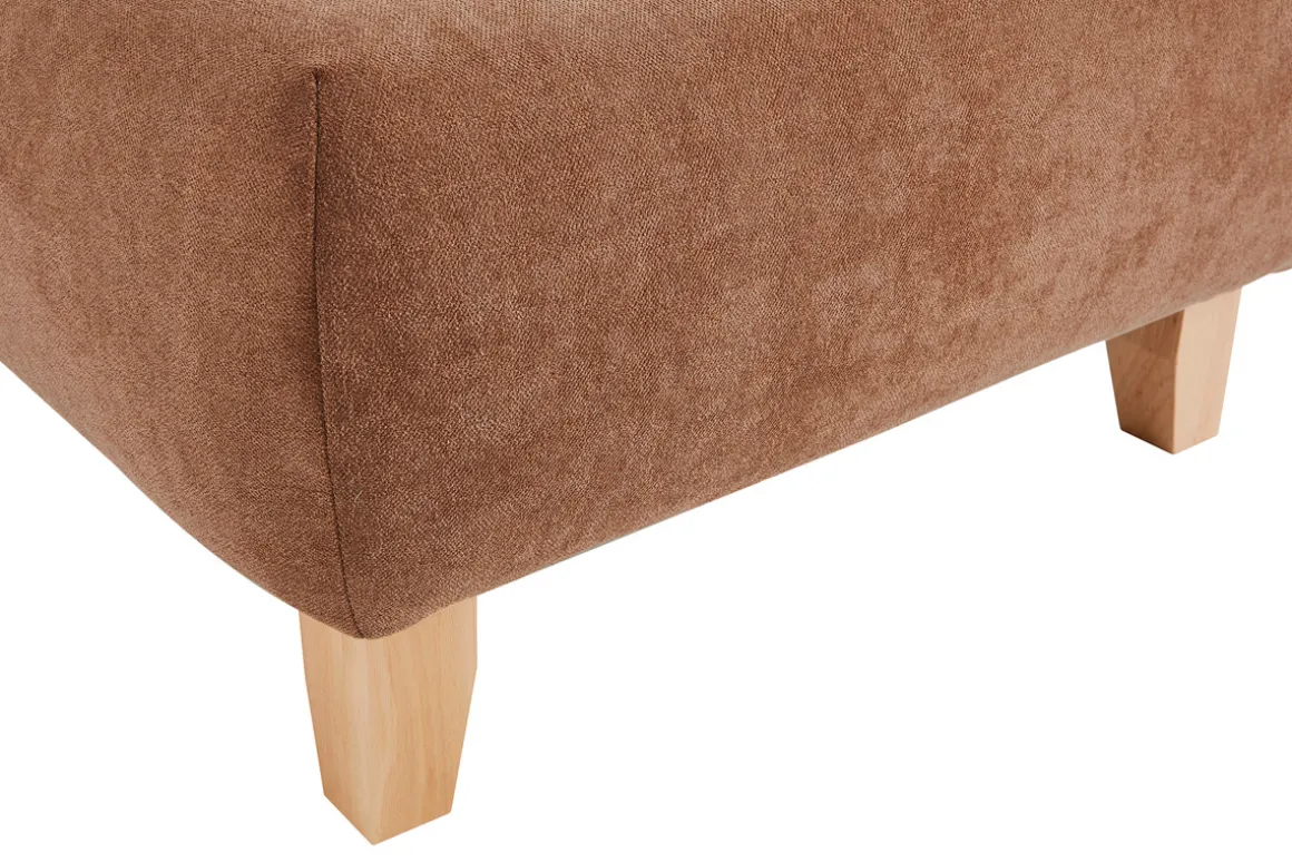 Miliboo Pouf|Pouf-Pouf repose-pieds en tissu effet velours texturé terracotta et bois clair massif L75 cm ODEON