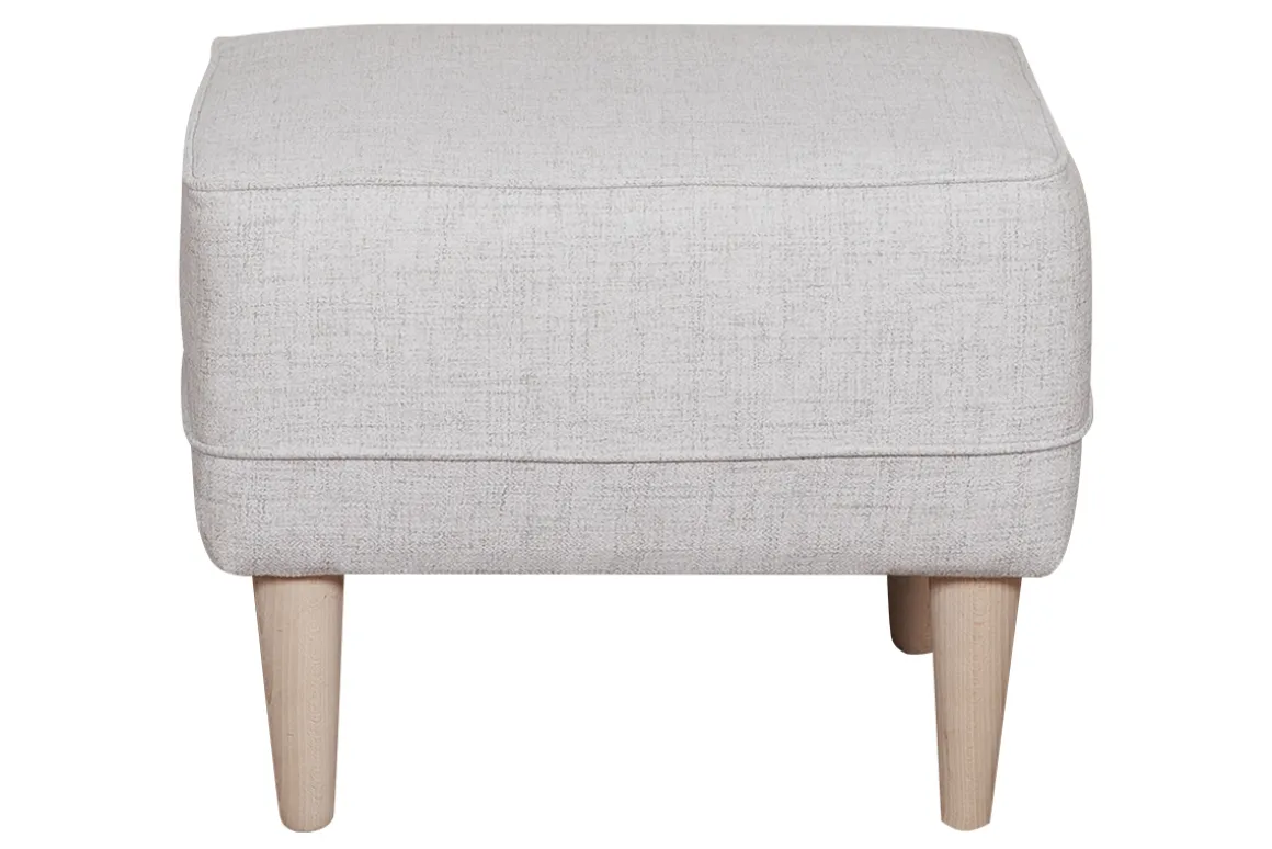 Miliboo Pouf|Pouf-Pouf repose-pieds en tissu gris clair et bois clair PAPEL