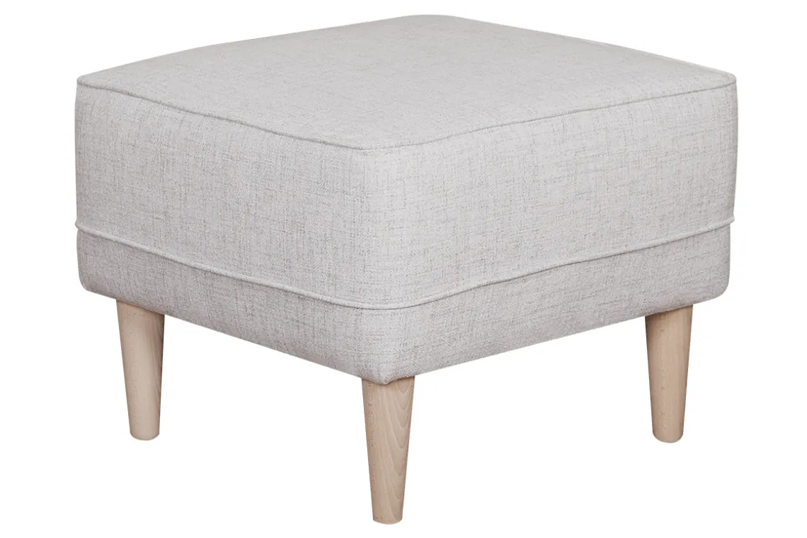 Miliboo Pouf|Pouf-Pouf repose-pieds en tissu gris clair et bois clair PAPEL