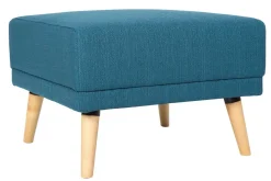 Miliboo Pouf|Pouf-Pouf repose-pieds scandinave en tissu bleu canard et bois clair ULLA