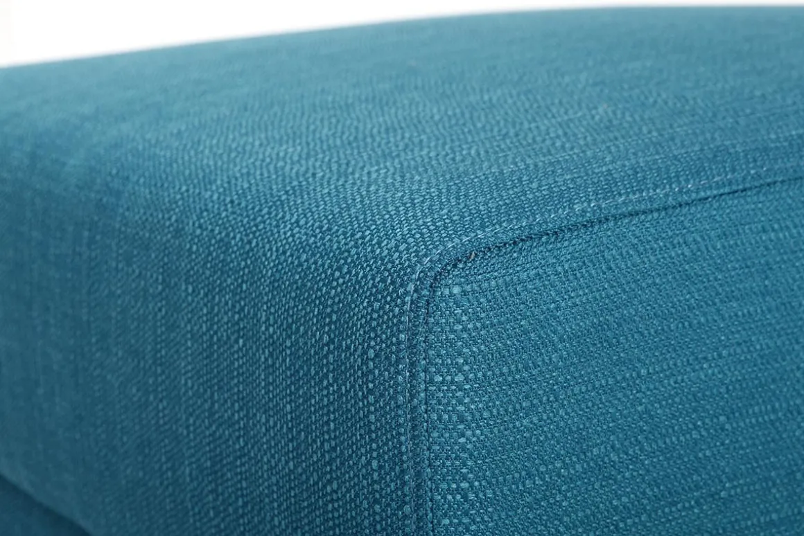 Miliboo Pouf|Pouf-Pouf repose-pieds scandinave en tissu bleu canard et bois clair ULLA