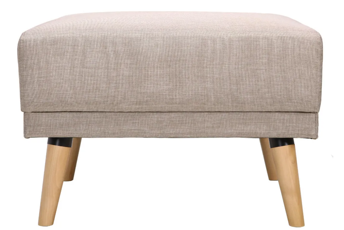Miliboo Pouf|Pouf-Pouf repose-pieds scandinave en tissu beige et bois clair ULLA