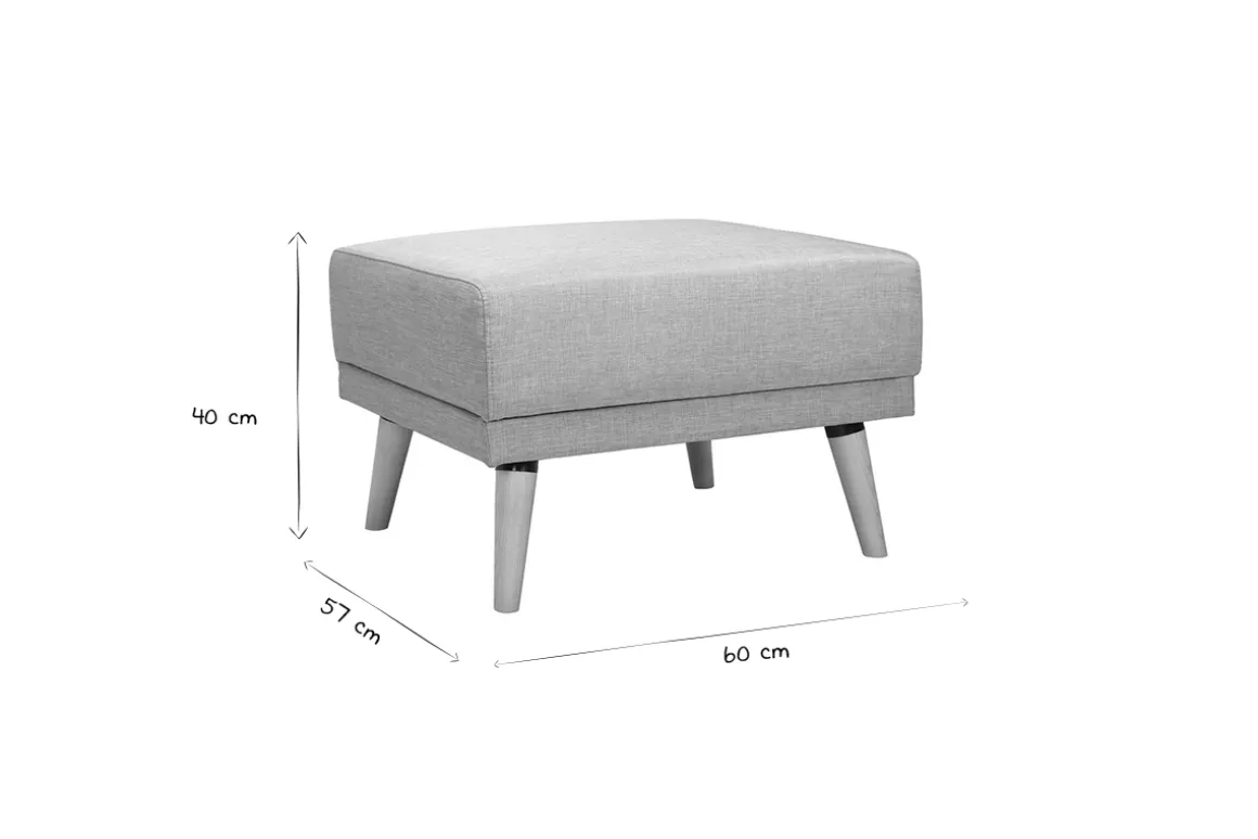 Miliboo Pouf|Pouf-Pouf repose-pieds scandinave en tissu beige et bois clair ULLA