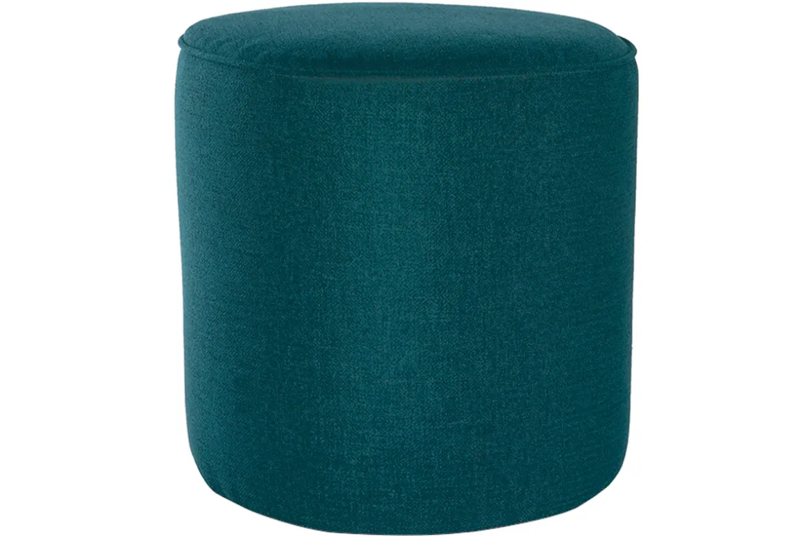 Miliboo Pouf|Pouf-Pouf rond en tissu bleu paon D40 cm COQ