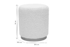 Miliboo Pouf|Pouf-Pouf rond en tissu effet laine bouclée blanc cassé et métal doré D40 cm AMAYA