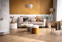 Miliboo Pouf|Pouf-Pouf rond en tissu velours côtelé jaune D70 cm LOUIS