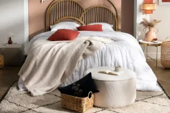 Miliboo Pouf|Pouf-Pouf rond en tissu velours côtelé jaune D70 cm LOUIS