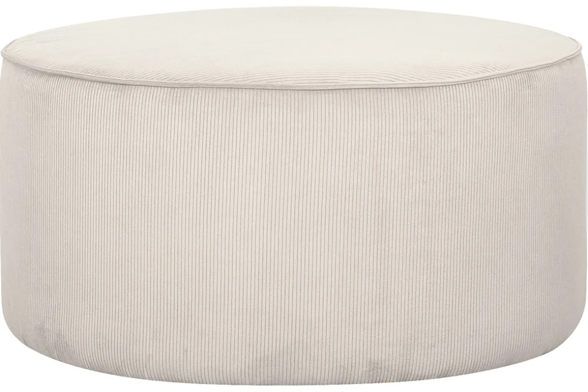 Miliboo Pouf|Pouf-Pouf rond en tissu velours côtelé écru D70 cm LOUIS