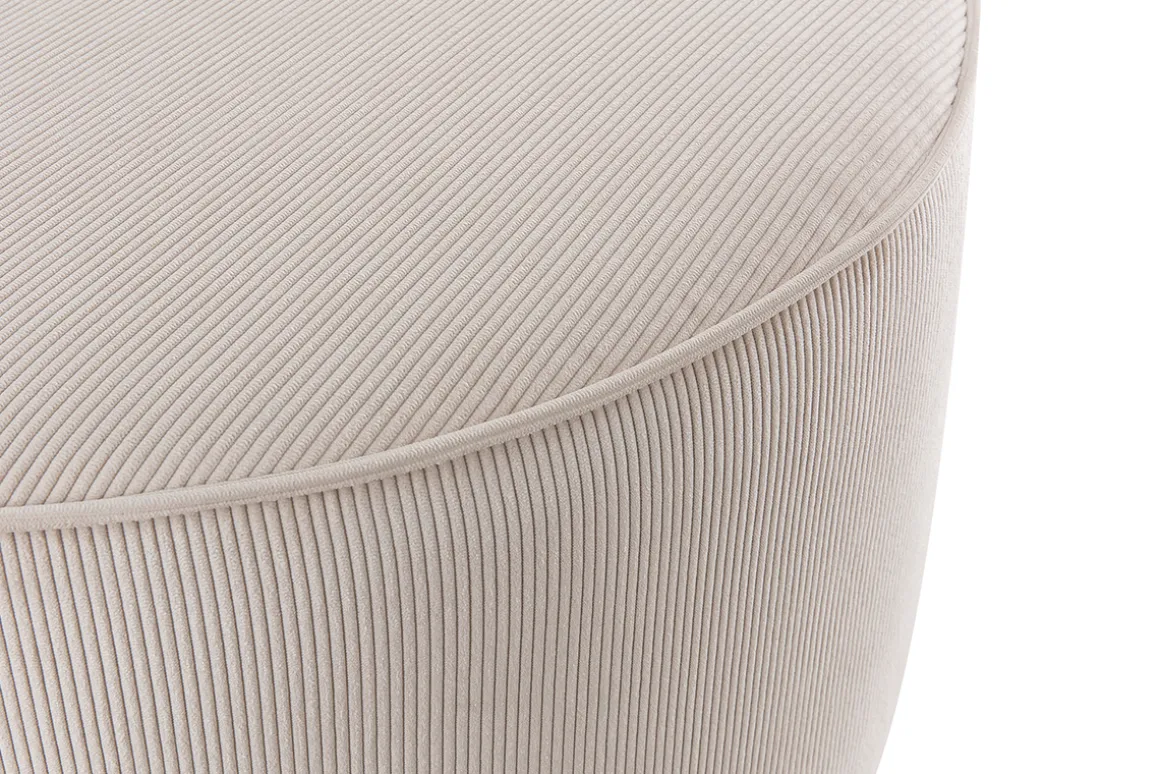 Miliboo Pouf|Pouf-Pouf rond en tissu velours côtelé écru D70 cm LOUIS